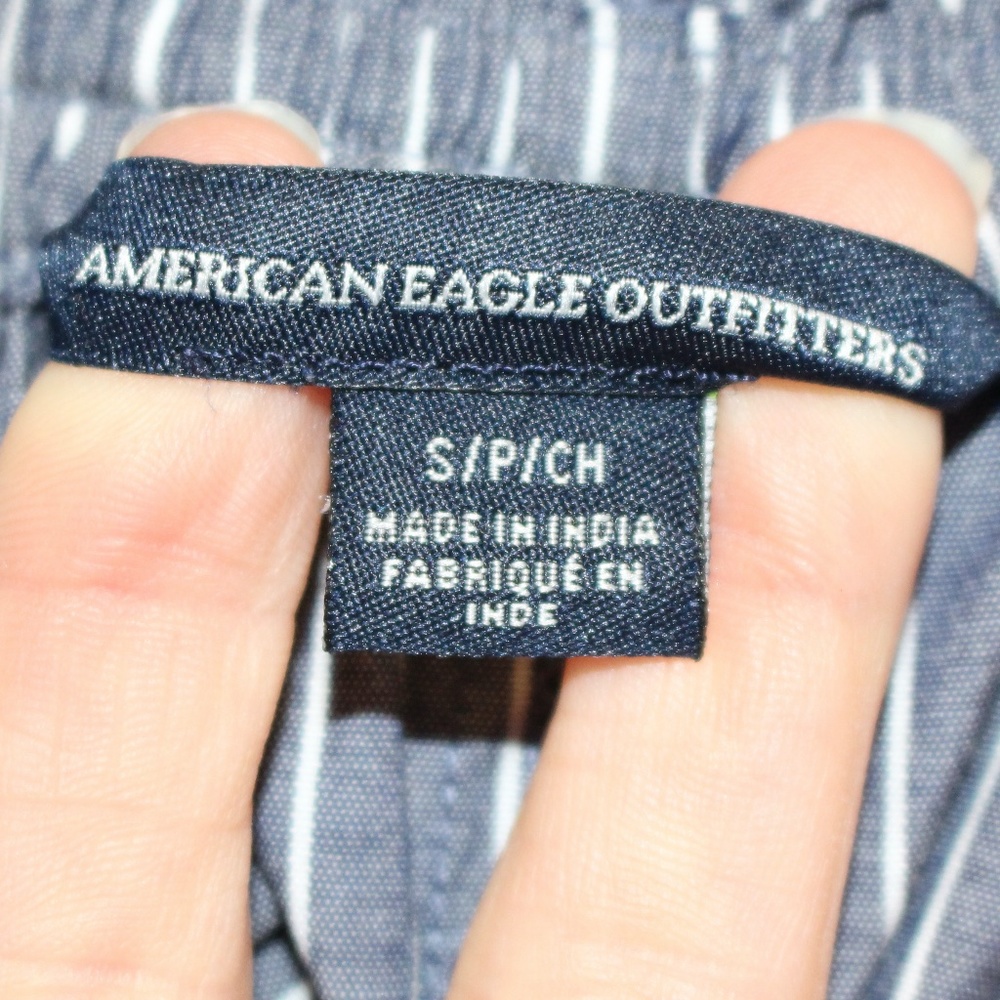 AEO flower embroidered stripe off the shoulder top...... - Picture 7 of 9